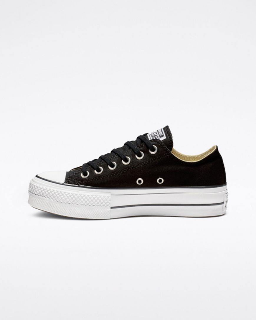 Sapatos Plataforma Converse Chuck Taylor All Star Lift Lona Cano Baixo Feminino Pretas Branco | PT X051P04